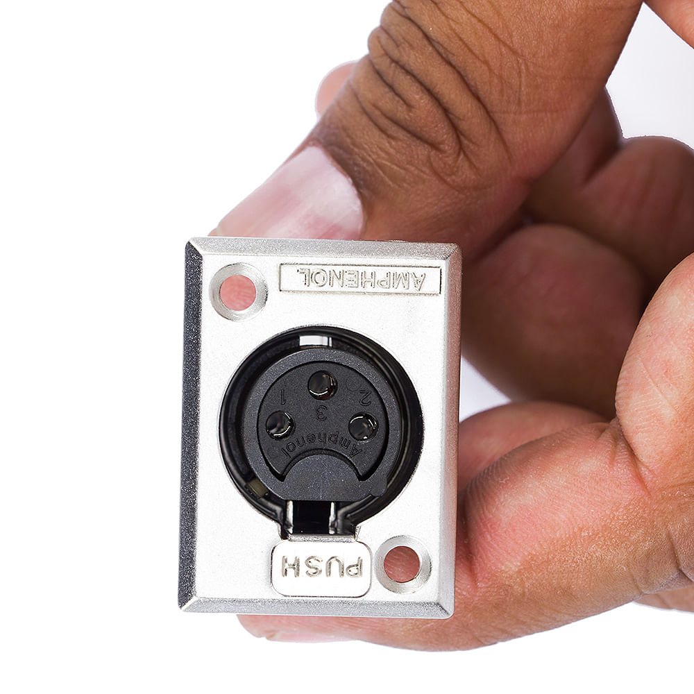 Conector XLR Fêmea Painel, AC3FPZ, Metal, Amphenol - Cirilo Cabos