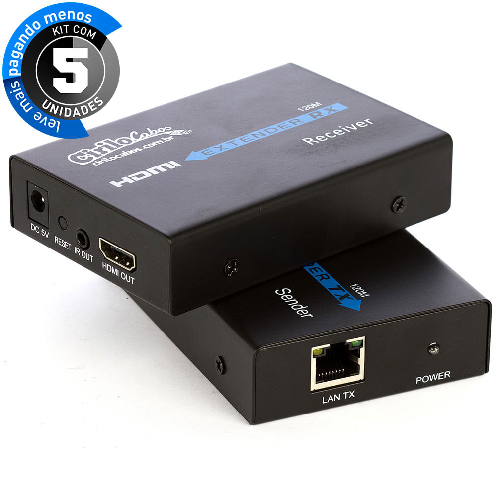 Oferta Atacado Kit 5 HDMI Extender TX/RX Cirilo Cabos