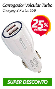 Carregador Veicular Turbo Charging 2 Portas USB